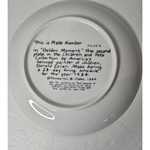 VTG  Donald Zolan 1984 Collector Plate -"Golden Moment" Girl with Baby Ducks Art - Picture 4 of 6